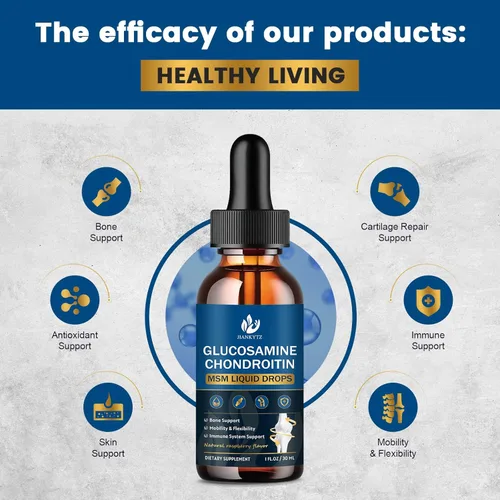 Miniatura 4 de Gotas líquidas de glucosamina condroitina MSM, alta absorción, antioxidante, inmune, apoyo óseo, suplemento MSM para hombres y mujeres, vegano, sin