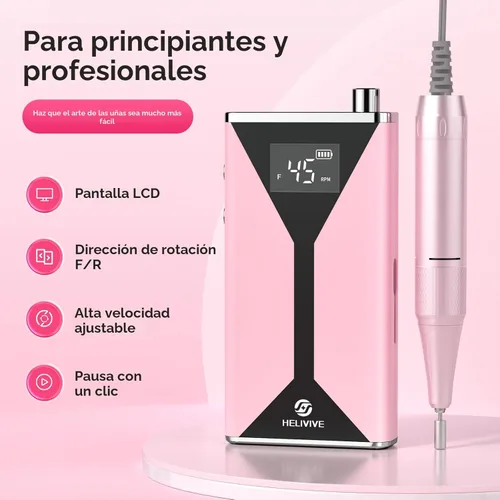 Miniatura 7 de Taladro de uñas eléctrico profesional de 45000 RPM (portátil y recargable) (con 11 brocas), máquina de lima de uñas inalámbrica para dar
