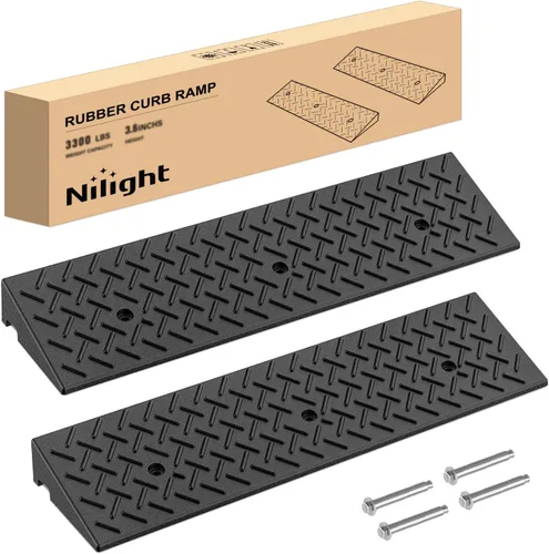 Miniatura 12 de Nilight Rampas de Bordillo de Elevación de 1.6", Rampa de Umbral de Entrada de Goma Resistente para Aceras, Automóviles, Cortacésped, Sillas