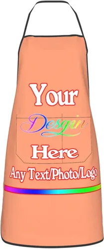 Miniatura 24 de Delantal de diseño personalizado para mujeres y hombres con bolsillos, delantal de cocina personalizado, diseño de logotipo de texto
