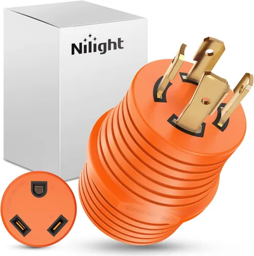 Nilight Adaptador de corriente RV de 30 A a 30 A, enchufe de bloqueo de 4 clavijas, convertidor resistente de 125 voltios L14-30P a TT-30R 30 Amp