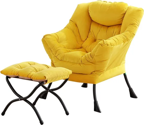 Miniatura 25 de Silla perezosa acogedora y otomana, juego grande de silla de descanso contemporánea, sillón tapizado de ocio para lectura para dormitorio, sala