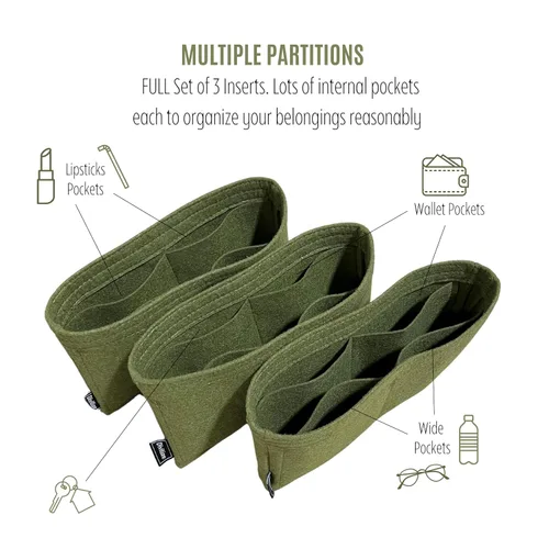 Miniatura 4 de Purse Organizer for Coussin PM Bag Organizer, Lv Coussin MM Bag Organizer, Coussin BB Bag Insert, Handmade Snug Sturdy 2mm Thick Felt with Gold