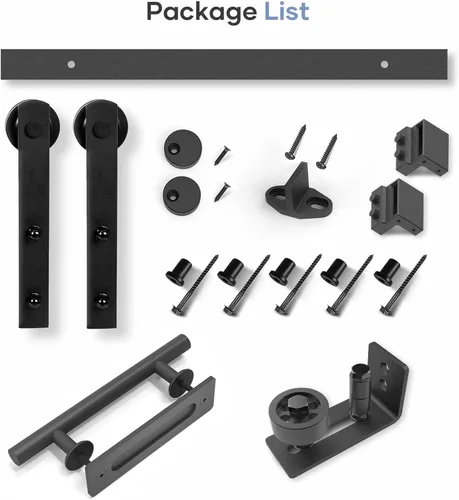 Miniatura 7 de EaseLife Kit de herrajes para manija y riel de puerta corrediza de granero de 6 pies, polea recta, se desliza suavemente silenciosamente, fácil