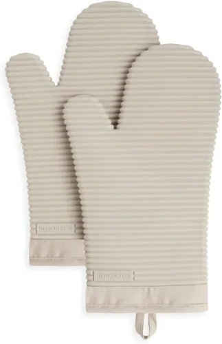 Miniatura 9 de KITCHENAID Juego de 2 guantes de horno de silicona suave acanalados, 7.5 x 13 pulgadas, color pistacho