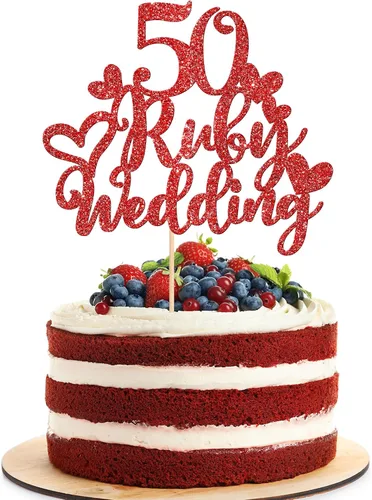 Miniatura 8 de 1 pieza de decoración de pastel de boda con 25 rubíes, rojo brillante, 25 años de rubí, decoración para pastel de feliz 25 aniversario, boda