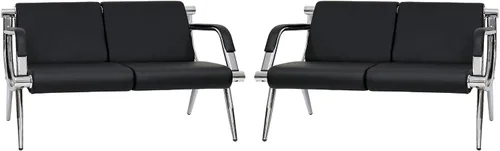 Miniatura 12 de KINTNESS Silla de sala de espera de 2 asientos, silla de recepción de piel sintética, muebles de vestíbulo con brazos para aeropuerto, banco