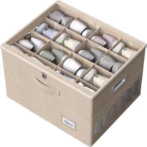 Organizador de zapatos para armario, contenedores grandes de almacenamiento de zapatos con ventana transparente, contenedor de zapatos que ahorra