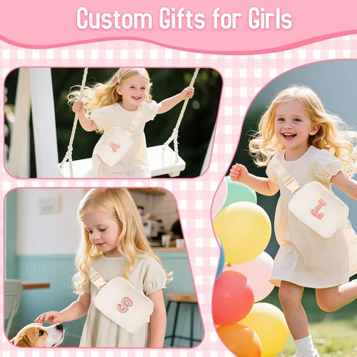 Miniatura 3 de Riñonera personalizada para niñas, Blanco Rosa, Small