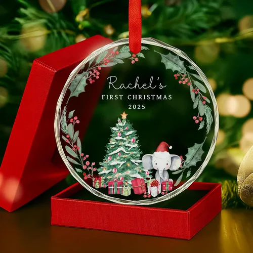 Miniatura 17 de Adorno de cristal personalizado para anuncio de bebé, adorno de Feliz Navidad, abuela y abuelo te veo en 2024, regalo de abuelos promocionados