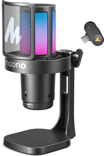 Miniatura 11 de MAONO Micrófono USB para juegos, Micrófono condensador con cancelación de ruido con silencio, ganancia, monitoreo, micrófono de brazo de boom