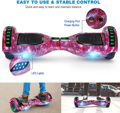 Miniatura 4 de CBD Scooter with Corlorful LED Lights,6.5" Wheels, Dual 300W Motor Scooter for Kids Girls Boys Adults, All Ages A06-starsky púrpura
