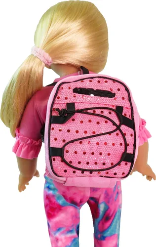 Miniatura 4 de American Fashion World Mochila escolar de lentejuelas rosas para muñecas de 14 pulgadas Calidad premium y diseño moderno Accesorios para muñecas
