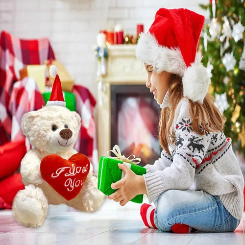 Miniatura 5 de I Love You'' - Oso de peluche blanco con corazón, recuerdo, animales de peluche suaves, lindo oso con corazón para mamá, papá, aniversario, San