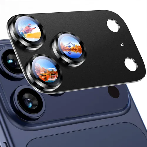 Uyiton Compatible con iPhone 17 Pro Protector de Lente de Cámara - [No Fácil de Romper][Fuerte Adsorción][Compatible con Fundas] Cubierta de Titanio