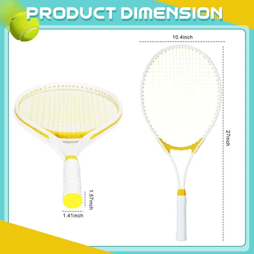 Miniatura 3 de Liliful 4 raquetas de tenis para adultos recreativas para 4 jugadores, raquetas de tenis de 27 pulgadas, raquetas de tenis ligeras a granel
