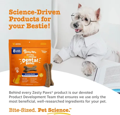 Miniatura 7 de Huesos dentales Zesty Paws - Lucha contra el sarro y la placa - Salud de las encías, dientes y huesos - Canela para el aliento de los perros - Apoyo