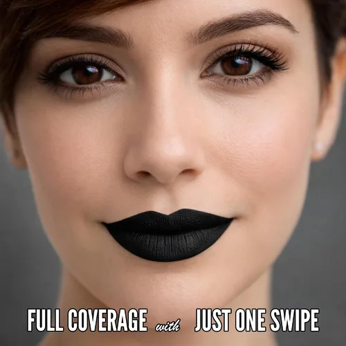 Miniatura 3 de Mynena Combo de lápiz labial negro azabache de larga duración con delineador de labios, impermeable y a prueba de transferencia, cómodo e