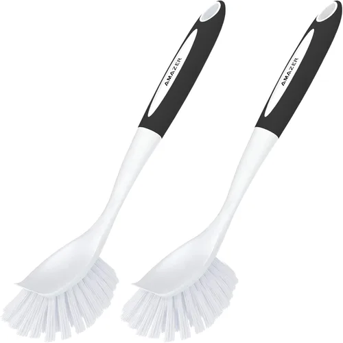 Miniatura 10 de Amazer Cepillo para Platos, Paquete de 2 Cepillos Fregaplatos con Mango, Cepillos para Platos de Cocina, Cepillo de Fregar con Cerdas Rígidas