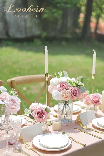 Miniatura 3 de Lookein Flores Artificiales para Decoración de Boda DIY, Ramo de Novia, Centros de Mesa, Guirnalda de Flores, Coronas, Arco de Pasillo, Decoración