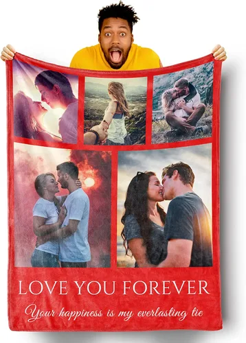 Miniatura 9 de Mantas personalizadas con fotos, manta personalizada de collage de fotos, suave, con mis propias fotos, regalos personalizados para Navidad, 2 Fotos