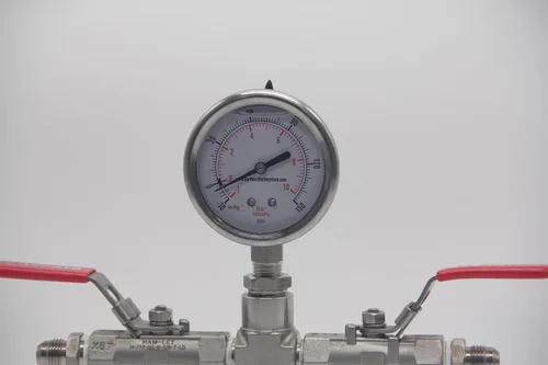 Miniatura 5 de HFS (R) -30inHg-0-150psi Manómetro de vacío relleno de líquido de glicerina, tamaño de dial de 2.5", montaje inferior NPT de 1/4", caja de acero