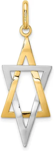 Miniatura 4 de Dije alargado de estrella judía de David en oro de dos tonos amarillo de 14 quilates, 1.220in x 0.551in, Metal