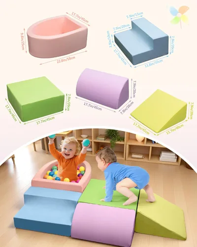 Miniatura 3 de Bloques de escalada para bebés, juego suave para bebés de 6 a 12 meses, parte inferior de partículas antideslizantes y conectores de velcro
