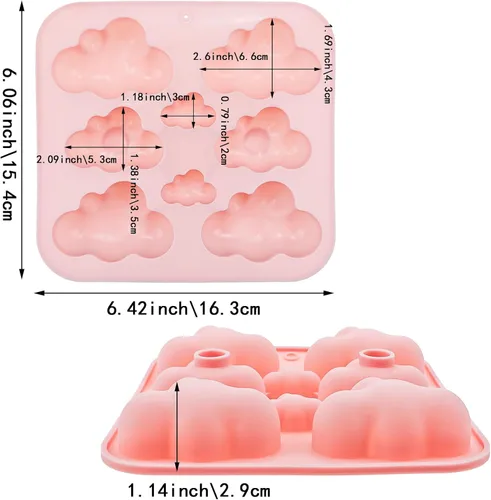 Miniatura 5 de Paquete de 2 moldes de silicona con forma de nube, bandeja, molde de chocolate en forma de nube, molde de fondant 3D para pasteles, alimentos