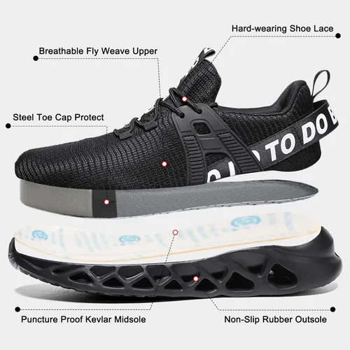 Miniatura 2 de Zapatos de punta de acero para hombres zapatos de trabajo indestructibles de seguridad para hombres zapatos ligeros a prueba de pinchazos
