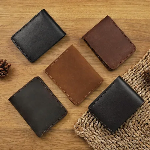 Miniatura 8 de HATA Black Cowhide Full Grain Leather Bifold Wallet For Men With RFID Blocking Minimalist Front Pocket Security Passcase And Durable Extra Capacity