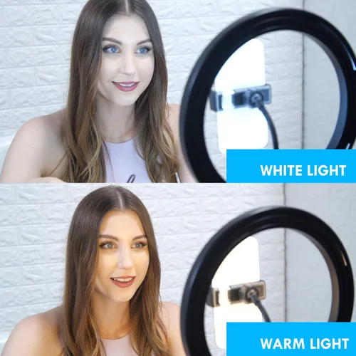 Miniatura 3 de Aduro Anillo de luz U-Stream con trípode de soporte, anillo de luz para selfie de 10 pulgadas para iPhone con trípode y soporte para teléfono