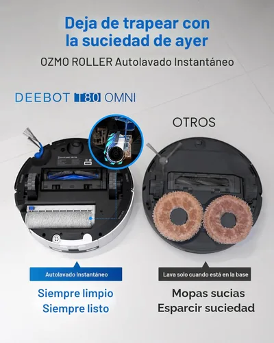 Miniatura 5 de ECOVACS DEEBOT T80 Omni Robot Aspirador y trapeador, succión de 18,000 Pa, fregona con rodillo OZMO con TruEdge, cepillo sin enredos, navegación AI