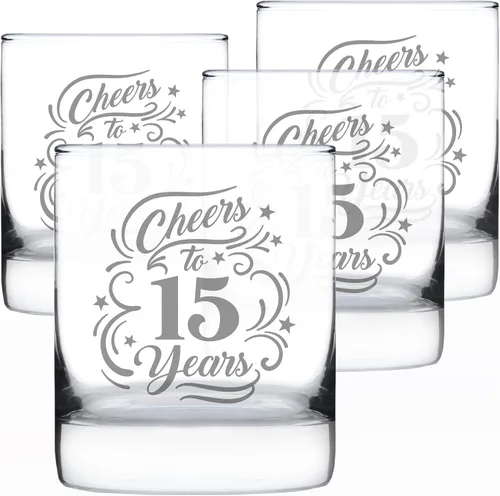 Miniatura 9 de Regalos personalizados de cristal de whisky para mujeres y hombres, decoración de fiesta de 15 aniversario, vasos de 10.25 onzas