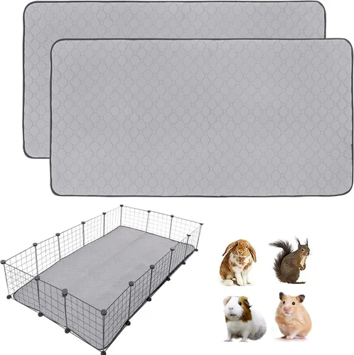 Miniatura 17 de Paquete de 2 forros para jaula de cobayas LWYMX, 24'' X 48'', almohadillas lavables para orina de cobayas, alfombrilla antideslizante reutilizable