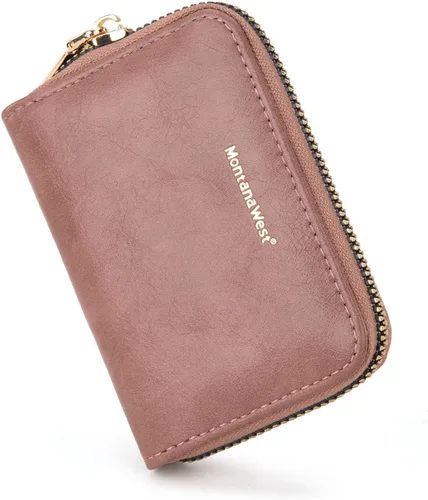 Miniatura 12 de Montana West Tarjetero de crédito para mujer, pequeña cartera RFID con cremallera, tarjetero unisex, Beige, Minimalista