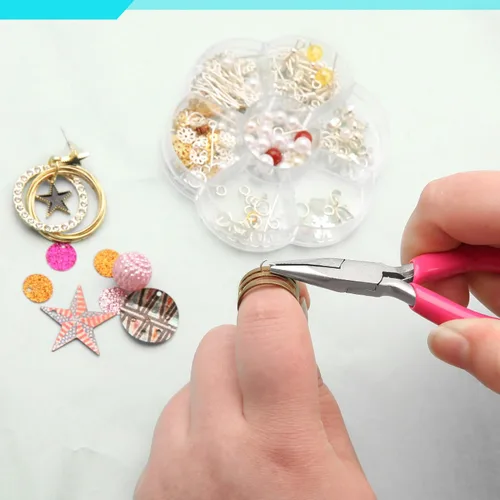 Miniatura 3 de SPEEDWOX Mini Alicates de Punta Larga de 3" Punta de Cadena con Mango de PVC Rosa para Fabricación de Joyas, Envoltura de Alambre, Cuentas