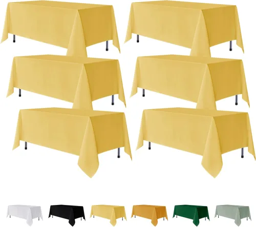Miniatura 11 de Fitable Paquete de 6 manteles redondos negros de 70 pulgadas, resistentes a las arrugas y a las manchas, manteles de poliéster lavables para bodas