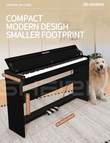 Miniatura 6 de Piano Digital 88 Teclas, Teclado Acústico Eléctrico Pedal de Tamaño Completo con Soporte, Acción de Martillo, para el Hogar, Músicos Principiantes