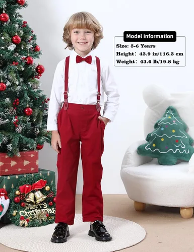 Miniatura 19 de A&J DESIGN Conjunto de ropa formal para niños pequeños con tirantes y tirantes