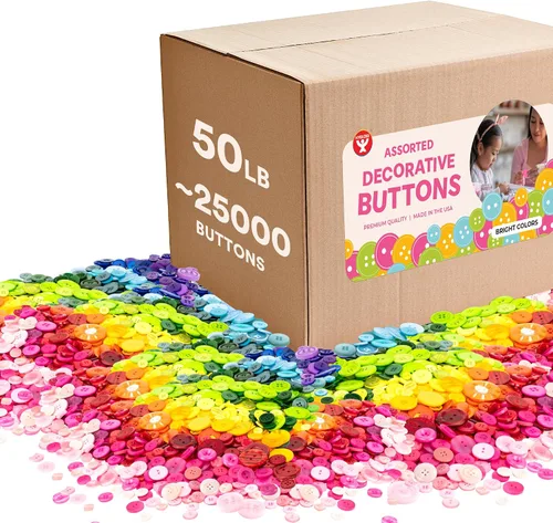 Miniatura 20 de 500 botones surtidos (aproximadamente) para manualidades – Contenedor a granel de 1 libra – Botones pequeños y grandes para coser, camisas, ropa