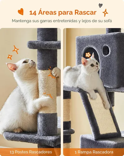 Miniatura 6 de Feandrea Árbol para gatos, torre grande para gatos de 81.1 pulgadas, condominio de felpa de varios niveles con 13 postes rascadores, 2 perchas, 2