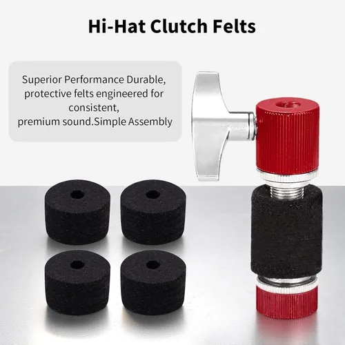 Miniatura 5 de 36 accesorios de repuesto para platillo, fieltros de embrague, almohadillas de fieltro para platillos de tambor, incluye tuercas de ala y arandelas