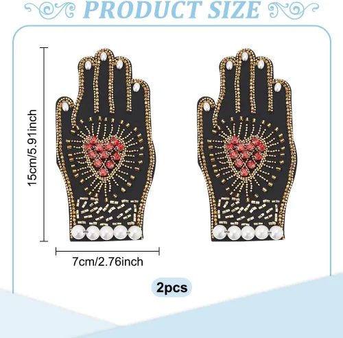 Miniatura 2 de INFUNLY Parches de diamantes de imitación con cuentas de corazón a mano, parches bordados para coser en parches de corazón de cristal para ropa