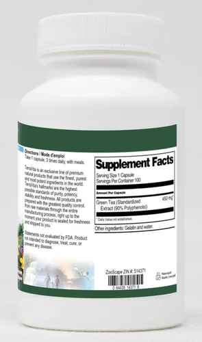 Miniatura 2 de Extracto de té verde (90% polifenoles) - 450 mg (100 Cápsulas, ZIN: 514371)