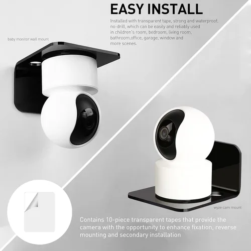 Miniatura 4 de OAPRIRE Juego de 3 estantes de pared flotantes de acrílico, sin taladros, con 10 cintas fuertes, estante adhesivo universal pequeño para cámaras