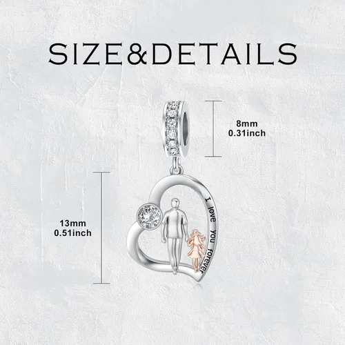 Miniatura 104 de PROESS Dije para padre, madre e hija, pulsera de plata de ley para pulseras, regalos de cumpleaños, día de San Valentín, para hija, madre, amante