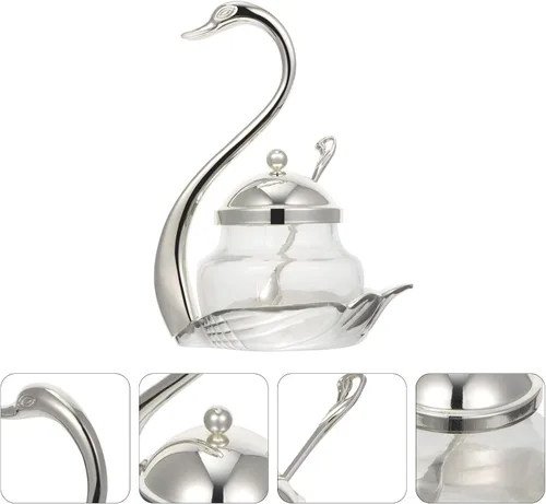 Miniatura 7 de DOITOOL Contenedor transparente de vidrio para condimentos, contenedor de cisne, caja de condimentos, recipiente de azúcar para sótano de sal
