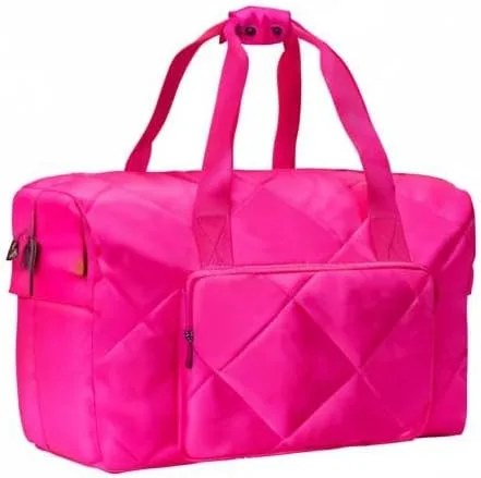 Miniatura 8 de Bolsa de gimnasio rosa intenso para mujer, bolsa de viaje ligera y hinchada de 18 pulgadas para viajes, deportes, yoga, resistente al agua