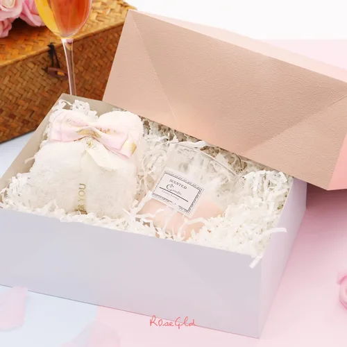 Miniatura 2 de ROSEGLD Cajas de regalo con bandas de envoltura de 9.5 x 7 x 3.5 pulgadas, cajas de regalo con tapas, cajas de regalo para dama de honor con bandas